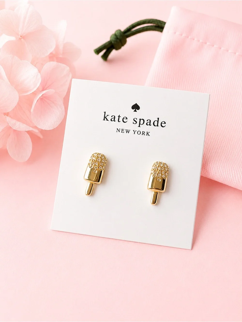 kate spade Gold Crystal Popsicle Stud Earrings